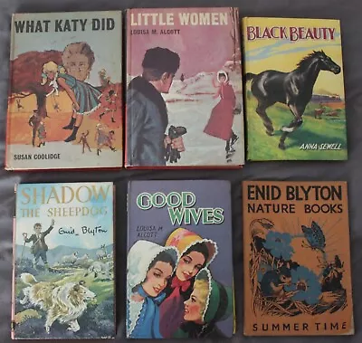 6 Vintage Children Fiction Books By Enid Blyton Louisa M.Alcott Susan Coolidge • £18.50