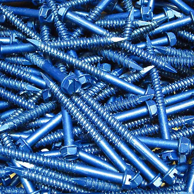 (100) 3/16  X 2-3/4  Hex Washer Head Masonry Concrete Screw Tapcon Anchor Blue • £28.44