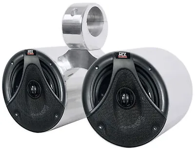 MTX Dual 6.5  150 Watt Silver Marine Boat Wakeboard Tower Speakers W/Crossover • $164.95