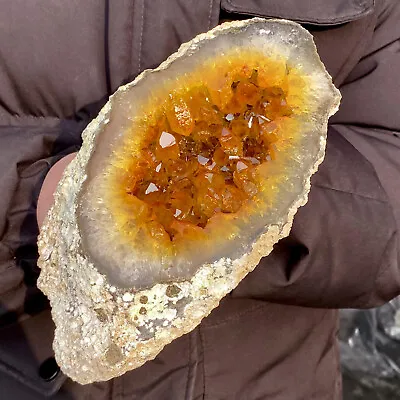 2.53LB Natural Citrine Geode Quartz Crystal Cluster Mineral Specimen Healing • $0.99