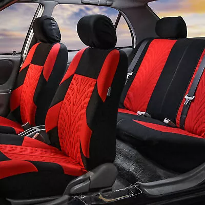 Red Black Seat Covers For Auto Car SUV Full Interior Set Front / Back • $59.99