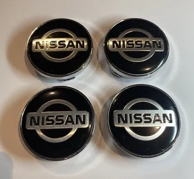 Nissan Black Wheel Center Caps Silver 60mm 4pc 350Z 370Z S15 S13 • $45