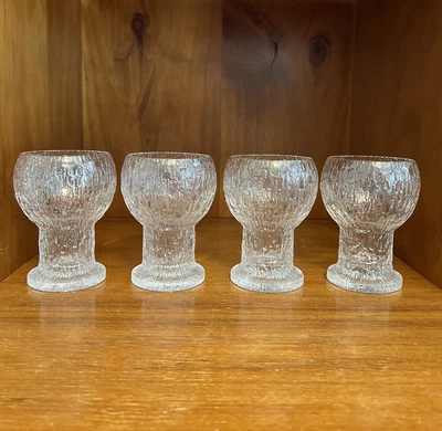$63 • Buy 4x Iittala Finland KEKKERIT Crystal Red Wine/Water Glasses By Timo Sarpaneva
