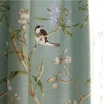 Blue Country Curtains For Living Room Semi Blackout Drapes 96 Inches Long Birds  • $54.75