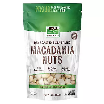 NOW FOODS Macadamia Nuts Dry Roasted & Salted - 9 Oz • $17.10