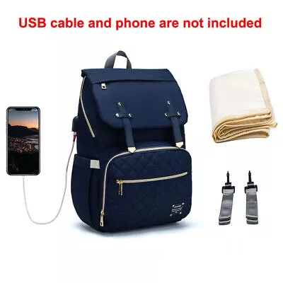 £34.80 • Buy Mummy Baby Diaper Bag Maternity Nappy Backpack Diaper Pad USB Aluminum Foil 085
