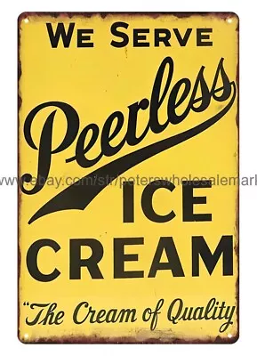 1948 Peerless Ice Cream Metal Tin Sign Outdoor Metal Advertising Wall Art • $18.96