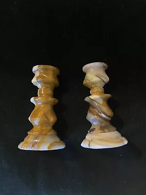 Pair Of Marble Or Onyx Candle Sticks • $4