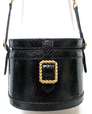 Zara Oval Box Chain Strap Shoulder Bag Purse Black W/ Gold Hardcase Faux Leather • $26.24