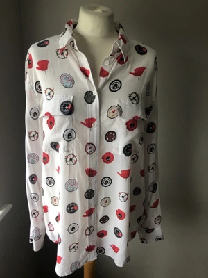 £32.99 • Buy Equipment Femme Silk Shirt Blouse Poppy + Car Dials Print Size L Nwot