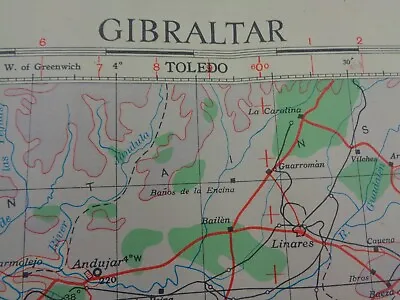 WW2 RAF Map Of  GIBRALTAR  (VITAL NAVAL BASE) + MALAGA SEVILLA GRANADA Etc • £49.99