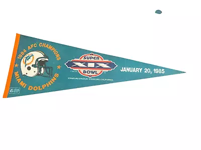 NFL Vtg Super Bowl XIX Miami Dolphins Football 1984 AFC Champs Pennant • $19.99