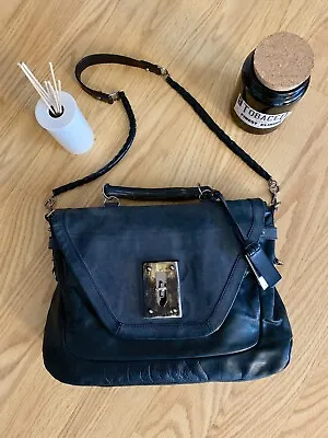 $680 RARE Joy Gryson Leather Grey Black Shoulder Bag Purse • $475