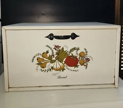 $99 • Buy Vintage Mushroom Bread Box Spice Of Life Pattern Tin Pie Shelf USA 17 ×10 ×11  