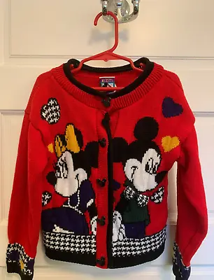 Vintage 90s Disney Girls Knit Sweater  Mickey's Stuff For Kids  + Minnie Mouse • $21.95