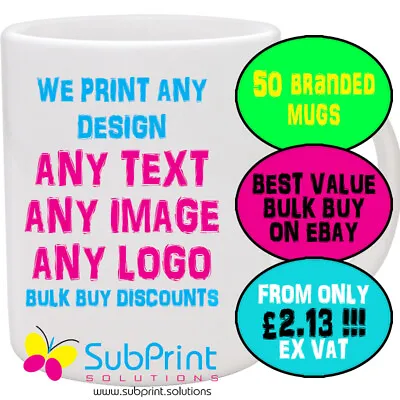 Company Branded Business Logo Promo MugMugs Any ImageLogotext - 50 Mugs • £7.69