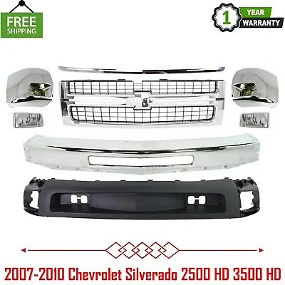 Front Bumper Chrome Grille Kit For 2007-2010 Chevrolet Silverado 2500 HD 3500 HD • $770.45