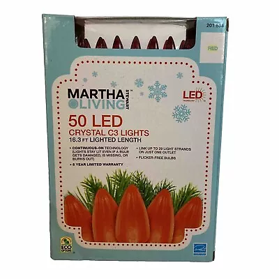 Martha Stewart Living 50 LED Crystal C3 Lights Red 16.3 Ft Lighted Length NEW • $39.95