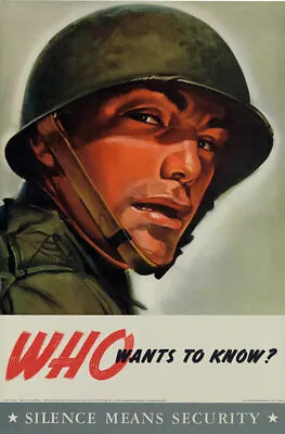 2W50 Vintage WWII Silence Means Security Wartime War Poster WW2 A2 A3 • £6.95