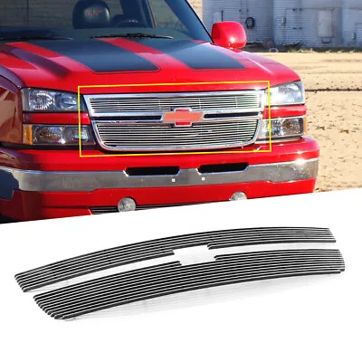 Fits 06 Chevy Silverado 1500/05-06 2500HD/3500 Silver Billet Grille Insert Combo • $75.12