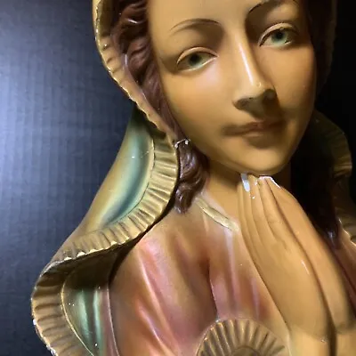 MARY PRAYING Vintage Madonna Italy O139 Depose Y.Marton 16” Tall REPAIRED • $20