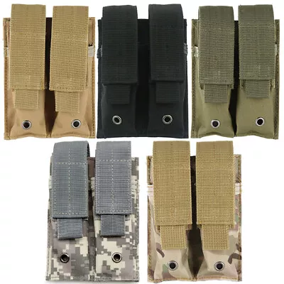 9mm Tactical Dual Double Magazine Pouch Molle Pistol Holster Mag Bag For Hunting • $8.99