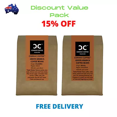 Raw Green Coffee Beans 2 X 1 Kilogram. Home And Hobby Roaster Value Pack. • $54.15