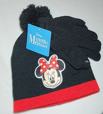 Disney Minnie Mouse Hat And Gloves Set Beanie Mittens Girls Childs Kids New NWT • $4.95