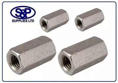 Stainless Steel Deep Nut Hex Bar Connectors M5 M6 M8 M10 M12 M14 M16 M20  • £87.99