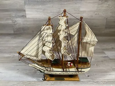 Vintage Wooden Clipper Ship Model Nautical Man Cave Sailing Boat Detailed • $25