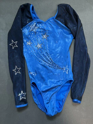 $15 • Buy DreamLight Child 12 -14 Rhinestone Competition Gymnastics Leotard Black /royal