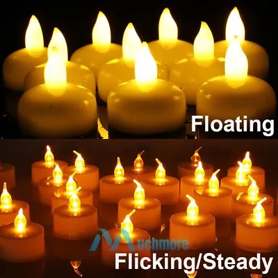 12/24pack LED Floating Candles Flameless Tea Lights Flicker/Steady Waterproof  • $14.81