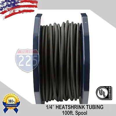 100 FT. 100' Feet BLACK 1/4  6mm Polyolefin 2:1 Heat Shrink Tubing Tube Cable UL • $12.99