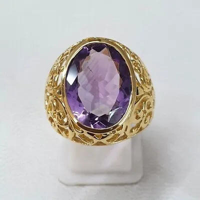 Engagement Ring Amethyst Gold Ring 14k Yellow Silver Ring With Amethyst • $124.74