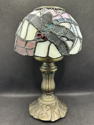 Vintage Candle Lamp: Brass & Stained Glass - Antique Home Decor Antique (Used) • $17.99