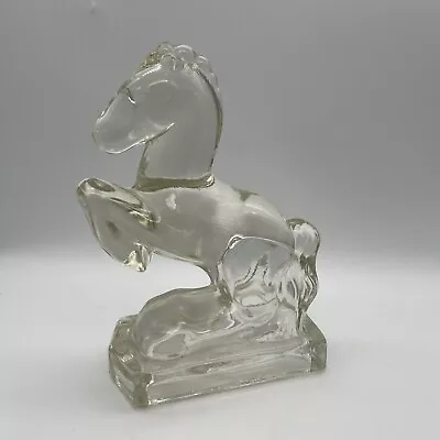 Vintage L.E. Smith Clear Glass Rearing Stallion/Horse Single Bookend/Figurine • $18.99