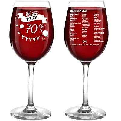 70th Birthday Gifts For Women And Men Wine Glass Vintage 1953 Double-sided • £14.75