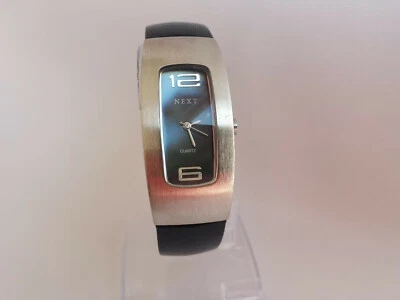 £16.99 • Buy Next Ladies Watch Chunky Steel Bracelet Rectangle Black Face 15.5cm Fit