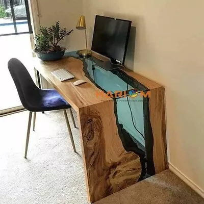 Computer Desk STUDY Table DECOR Clear Epoxy Resin Table Top Deco Home Furniture • $897.92