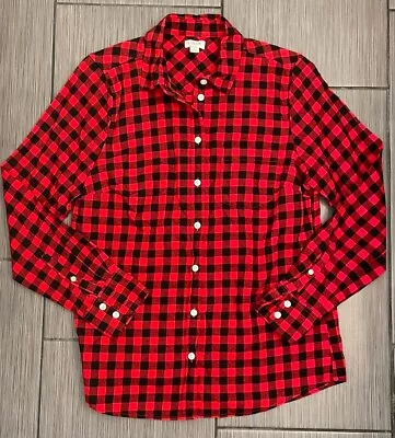 J.Crew Womens Button Up Shirt Sz Small Gingham Red Long Sleeve • $15