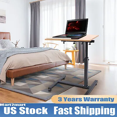 Adjustable Mobile Rolling Laptop Desk Hospital Table Cart Over Bed Food Stand • $55.01