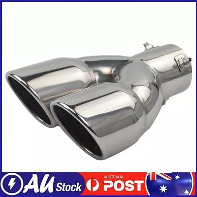 Dual Exhaust Tip Rolled Edge Slant Cut Tailpipe Tip 3 Inch Inlet (Silver) • $26.60