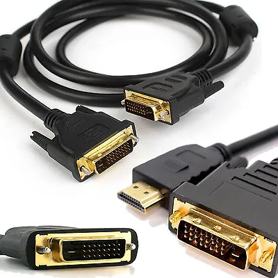 $11.99 • Buy 2m 3m 5m HDMI To DVI Cable AV DVI 24+1 Male 1080p For HDTV PS3 XBOX 360 TV LCD