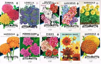 10 Diff Vintage Seed Packet Lot Nos 1950s Flowers Garden Texas General Store #5 • $8.95