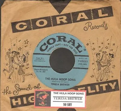$15 • Buy Brewer, Teresa - The Hula Hoop Song Coral 62033 Promo Vinyl 45 Rpm Record