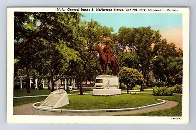 McPherson KS-Kansas Central Park James McPherson Statue Vintage Card Postcard • $7.99