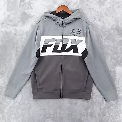 Fox Racing Hoodie Mens Medium Grey Active Full Zip Logo Outdoor Motocross MX • $19.95