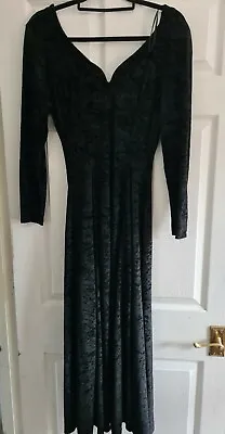 £33.25 • Buy Charlotte Hatton  Black Velvet Low Back Midi Dress Size 16 UK