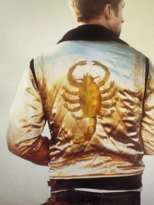 Designer Drive Stylish Satin Fitted Ryan Gosling Men Scorpion Movie Jacket • $53.98
