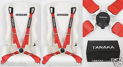 2x Tanaka Red 4 Point Camlock Quick Release Racing Seat Belt Harness Fit Acura • $98.99